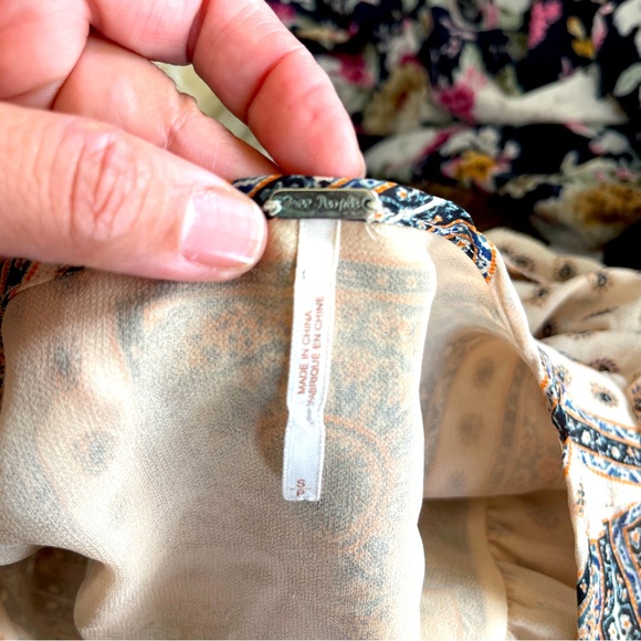 FREE PEOPLE BOHO PENNY LANE TEA COLOR MINI DRESS - Picture 6 of 14